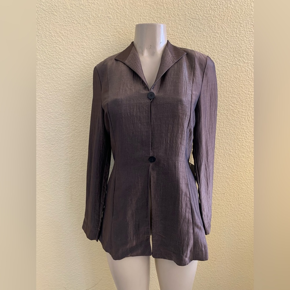 VTG NWT Tamotsu New York Size Unknown Brown Metallic Two Button Blazer